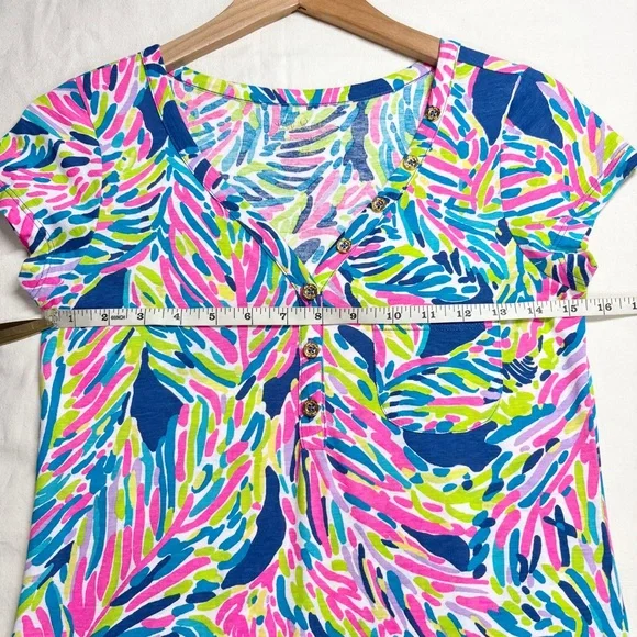 Lilly Pulitzer Palmira Dress Indigo Palm Reader Shift Dress Size Small Blue Pink - Picture 12 of 16